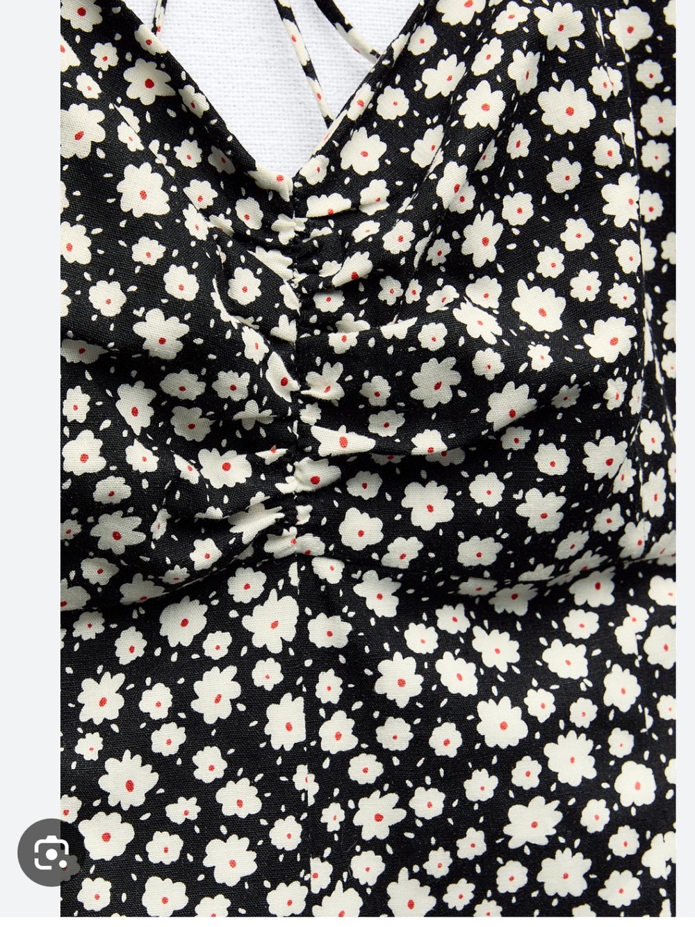 Zara Floral Spaghetti-Strap Midi Dress in Black and White Size Medium NWT - Picture 4 of 10